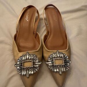 Luradey Elegant Gold Slingback Heels